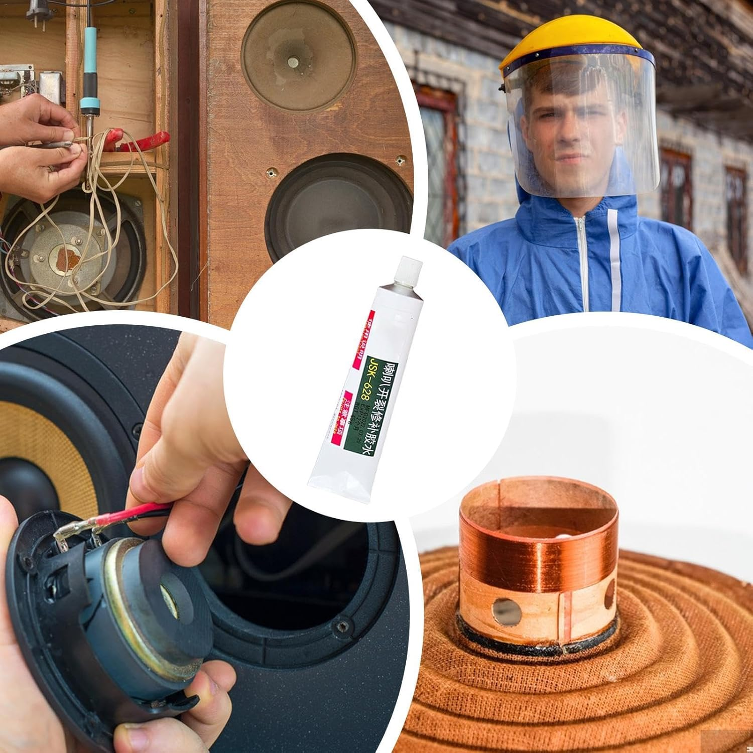 Speaker Repair Adhesive Glue | Cone Cement Loud Speaker Repair Glue Strong Adhesive - Versatile High Strength Speaker Glue Speaker Sealing for Damaged Bezel Torn Cone - Vinyl 628 image number 3