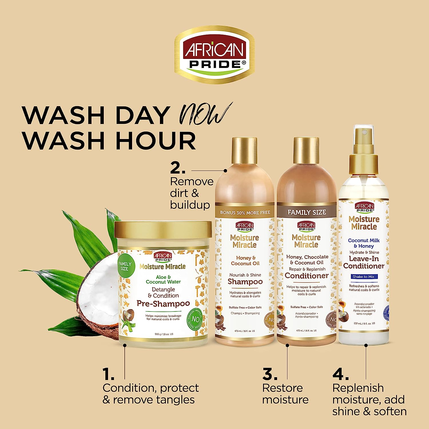 African Pride Moisture Miracle Honey & Coconut Oil Shampoo image number 5