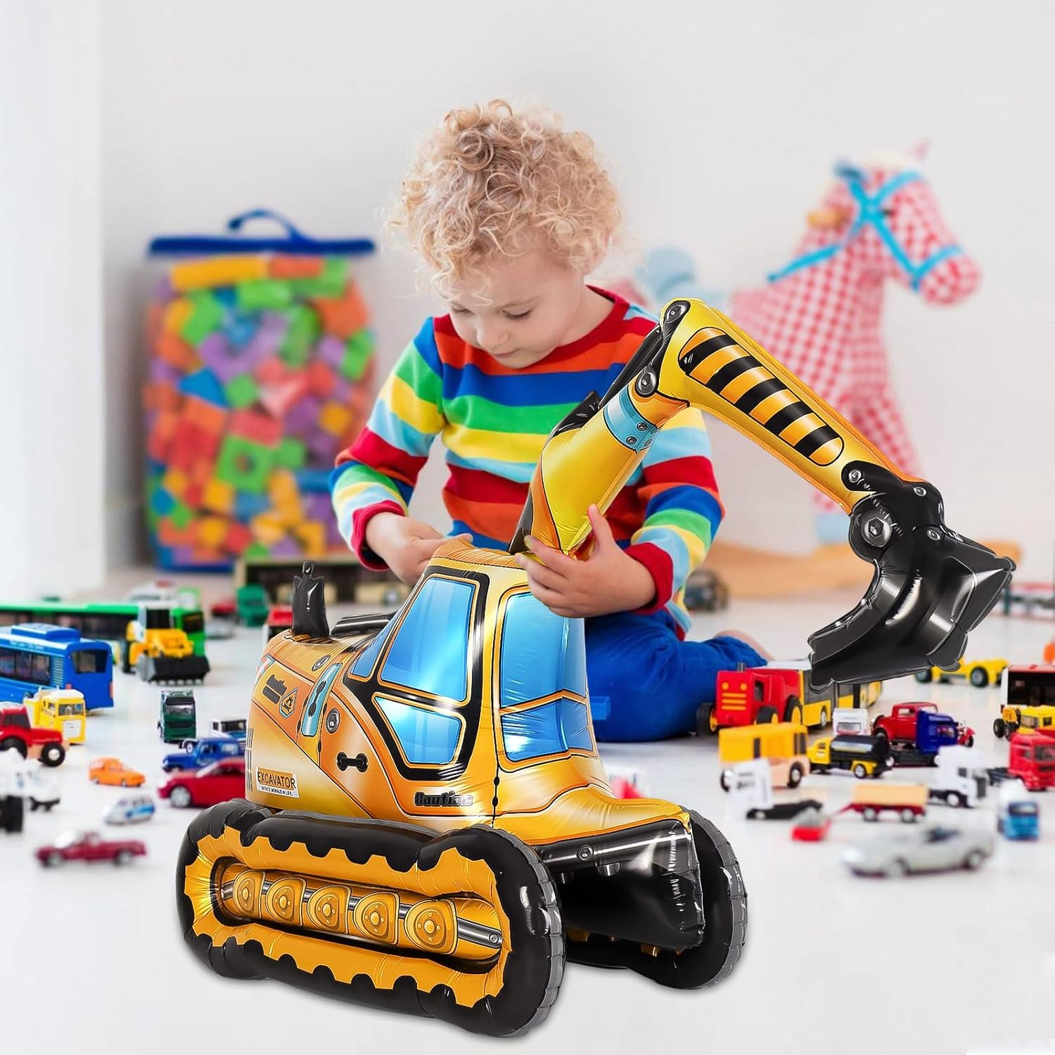 Large Excavator Balloon,25 Inch Self Standing 4D Foil Construction Balloon,Digger Engineering Vehicle Balloon for Kids,Construction Birthday Party Supplies for Construction Theme Party Decoration image number 1