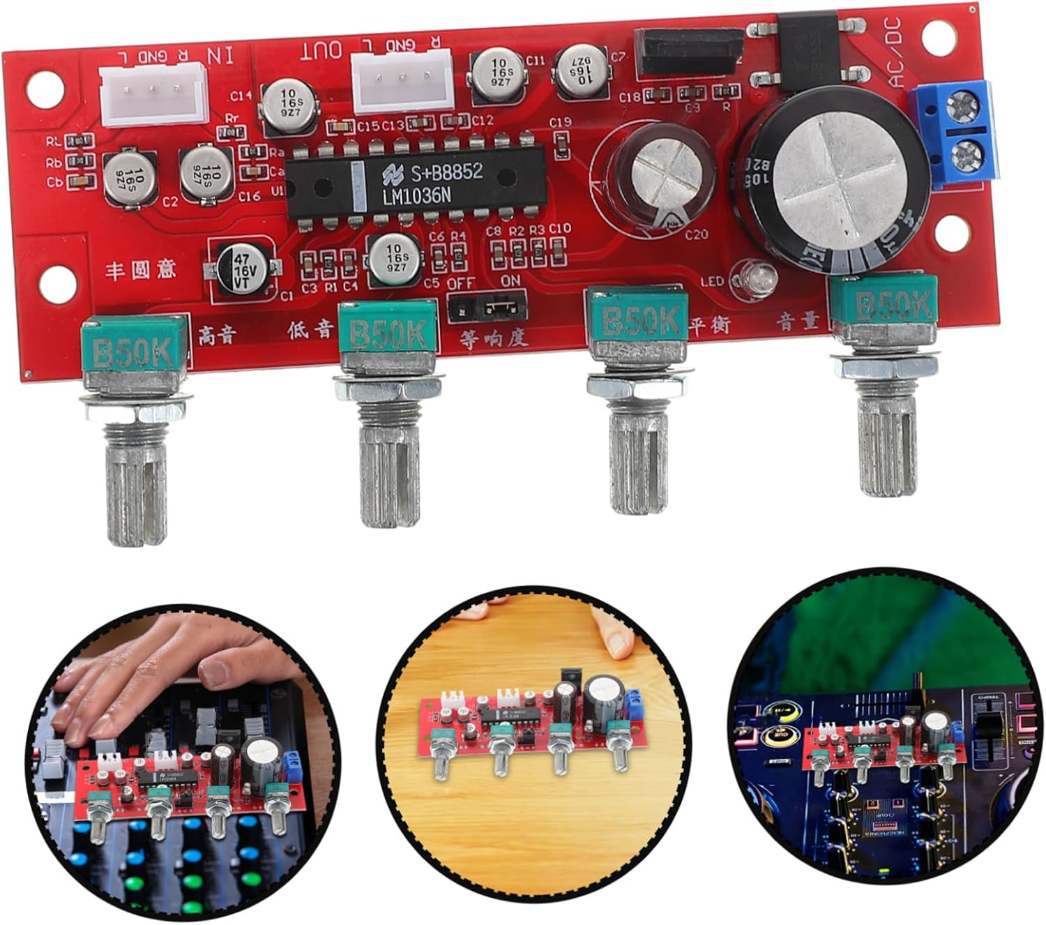 Sosoport Audio Amplifier Control Board Stereo Preamplifier with Treble Bass Control for Enhanced Sound Clarity Music Recording Home Entertainment and Live Performances image number 6