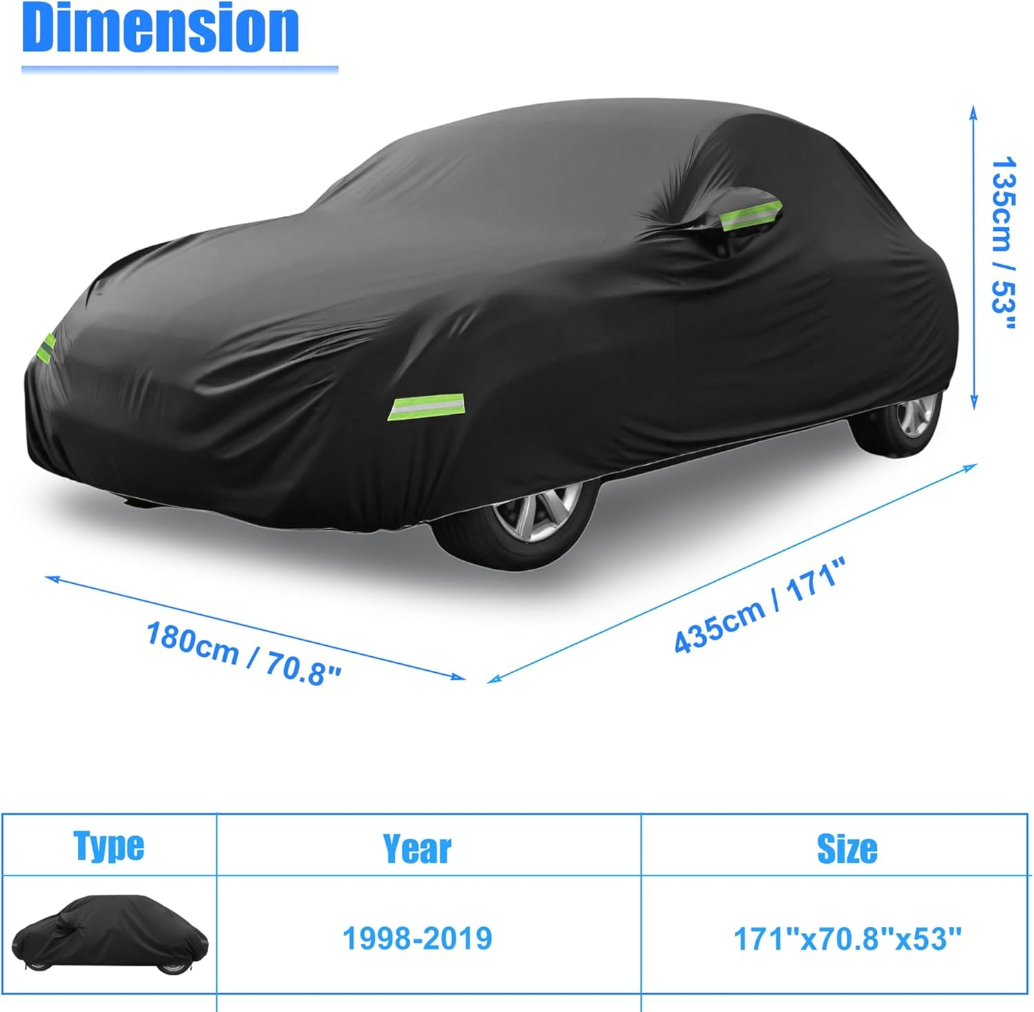 X AUTOHAUX Car Cover for Volkswagen New Beetle 1998-2019 Outdoor Full Car Cover All Weather Protection with Zipper Black