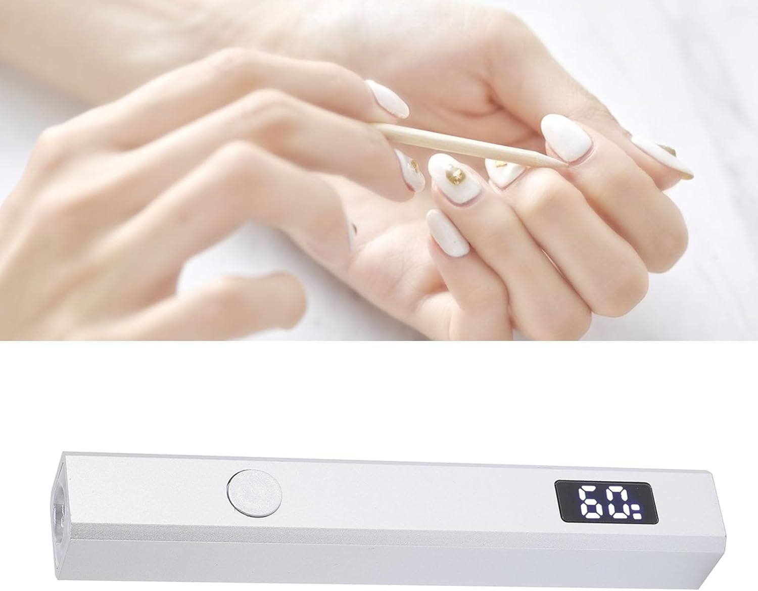 Handheld Nail Lamp, 3W USB Rechargeable Fast Drying Portable Miniature Nail Dryer Flash Lamp for Rhinestone Glue, Light for Gel, Art Tools for Home DIY Manicure image number 1