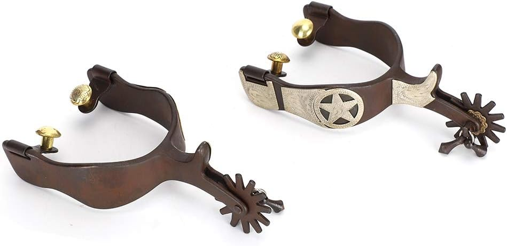 Black Stainless Steel Spurs, Elegant Appearance, Hand Sculpture, Cowboy Horse Boot Spurs, Rider Makes Sound, for Horse Training, Equestrian Competition, Entertainment image number 6