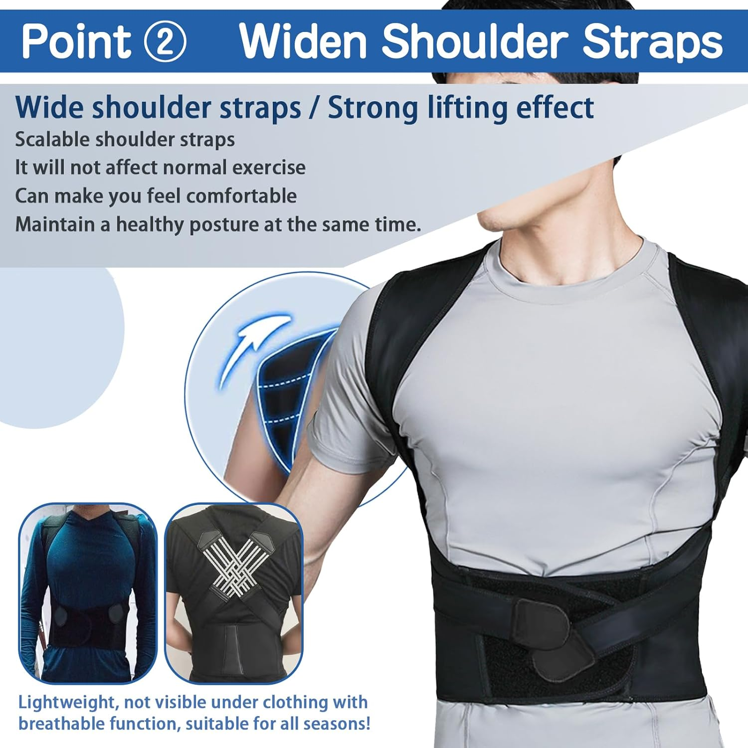 Adjustable Back Posture Belt for Men & Women，Back Brace for Posture,Back Supporter,Adjustable Elastic Straps (S) image number 5