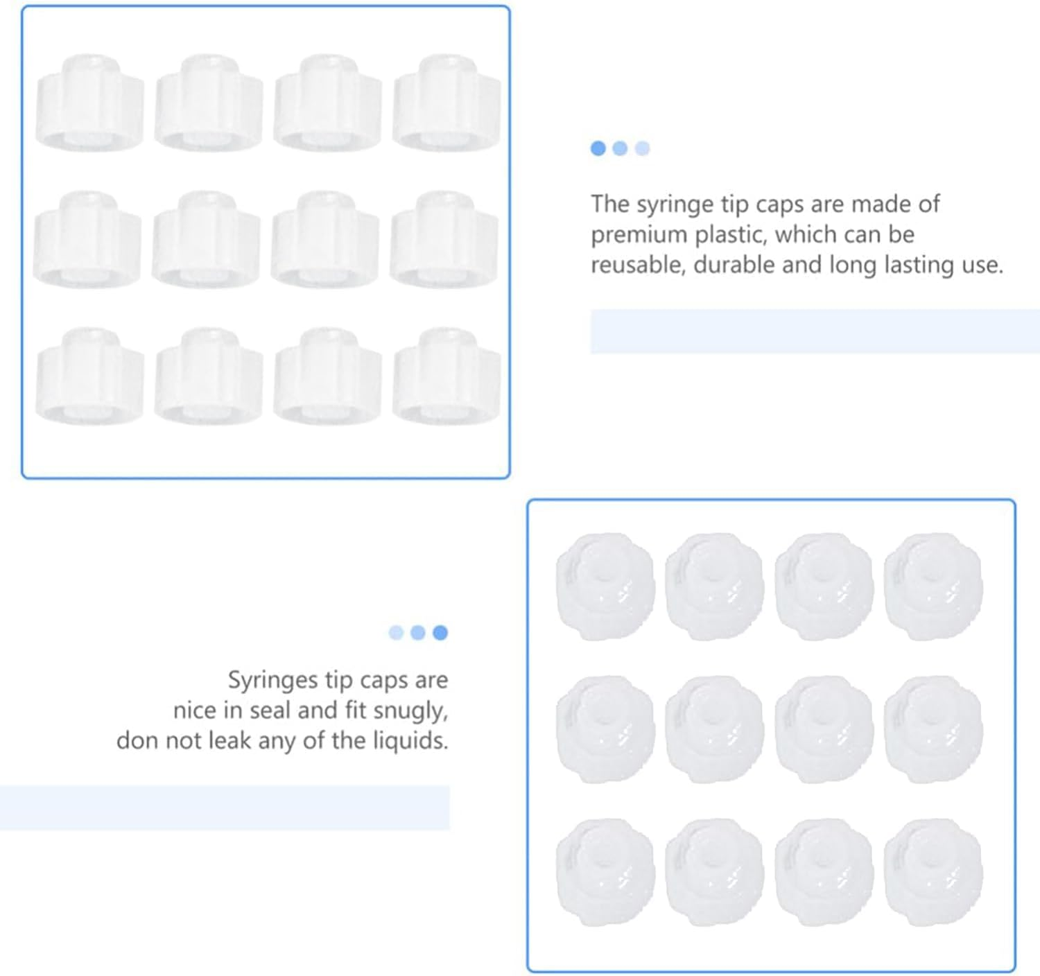 Plug Luer Lock Cap Tip Caps for End Cap, 50Pcs Dispensing Plug Adapter Dispensing Tip Cap,Dispensing Plug Adapter End Cap End Cap Dispensing Cap,Plug Adapter Connector Cap Dispensing Cap End Cap,White - Blue image number 7