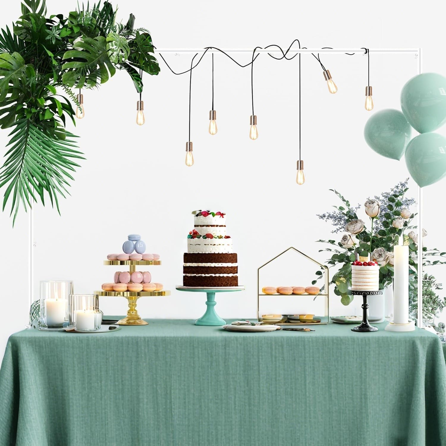 Springup over the Table Rod Stand with Clamps Adjustable 40-120 Cm Tall 55Cm-250 Cm Length Table Arch Hanging for Wedding Birthday Party Halloween Christmas Decoration (Gold)