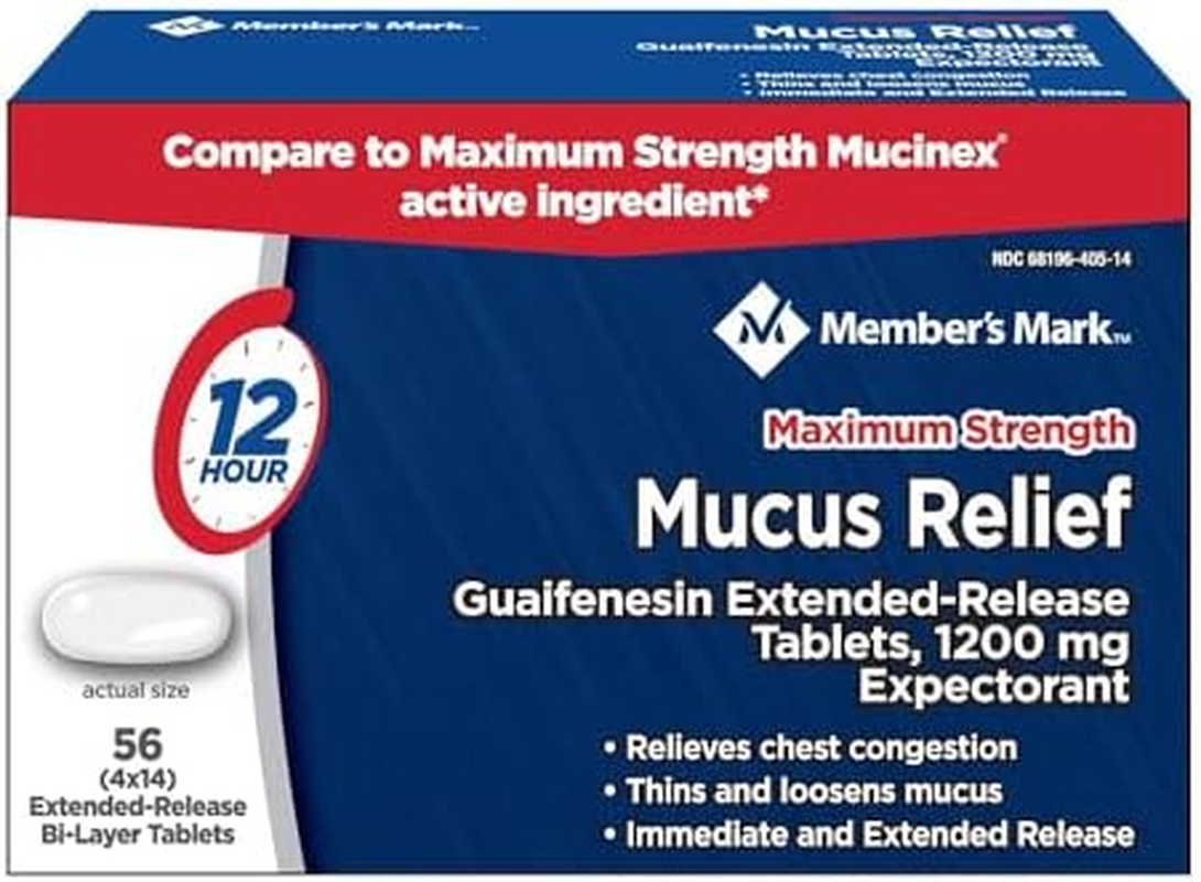 Member'S Mark Mucus Relief Maximum Strength Guaifenesin 1200Mg, 56 Tablets image number 4