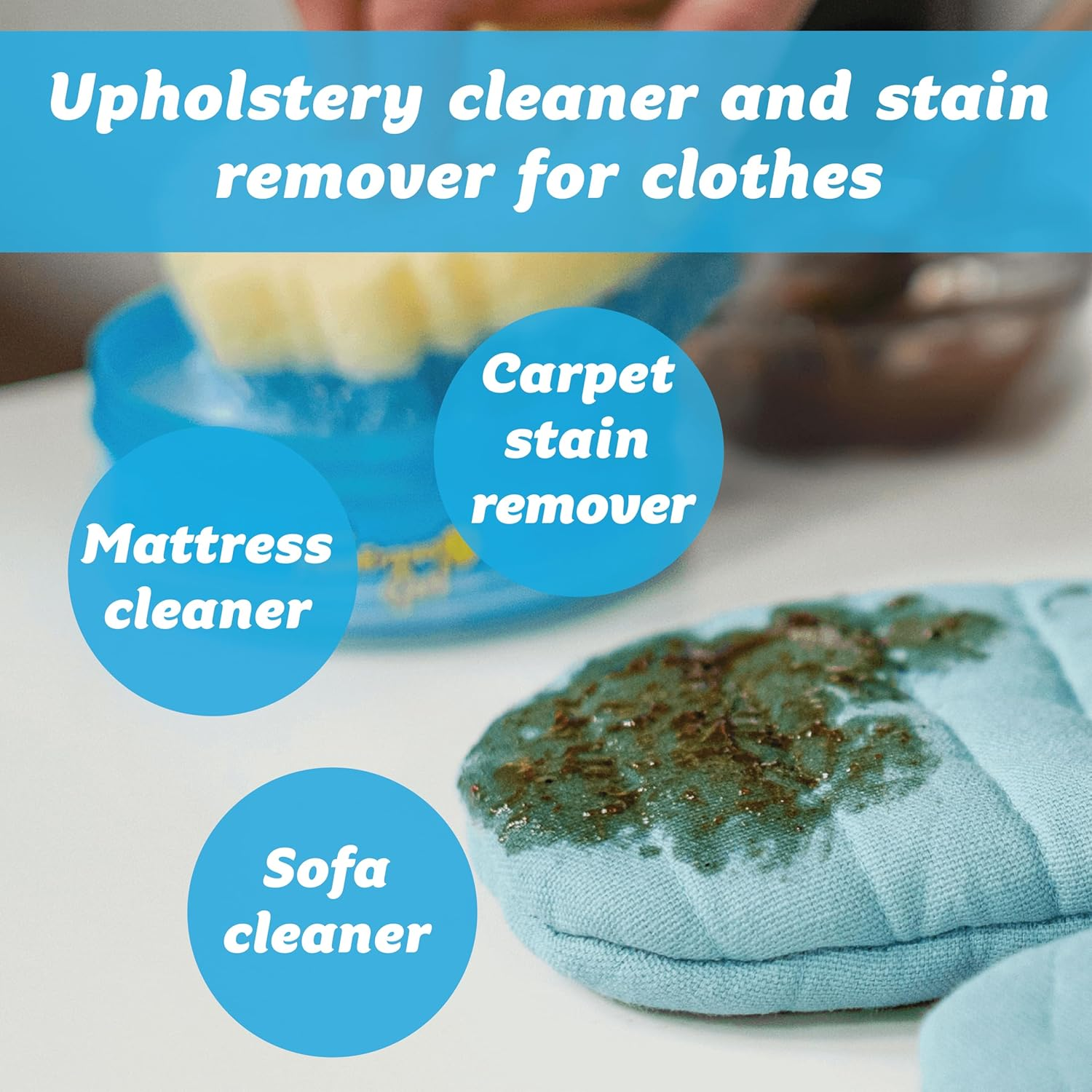 Scrub Daddy Powerase Gel Fabric Stain Remover - Multipurpose Upholstery Cleaner for Fabric & Leather Sofa, Furniture & Carpet Stain Remover for Old Stains, Mattress Cleaning, Incl. Scrub Mommy Sponge image number 1