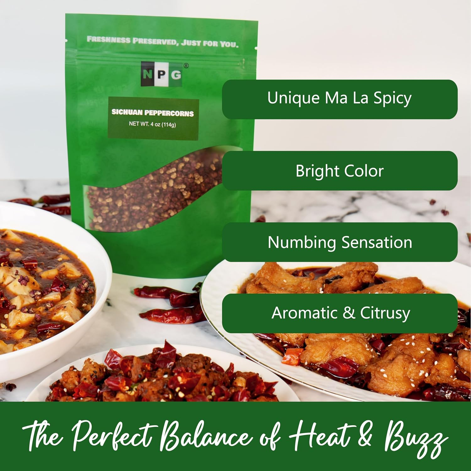 NPG Premium Szechuan Red Peppercorns Sichuan Whole Peppercorns 4 Ounces, a Mouth-Numbing Spice, Red Sichuan Peppers for Kung Pao Chicken, Mapo Tofu, and Chinese Cuisine image number 4