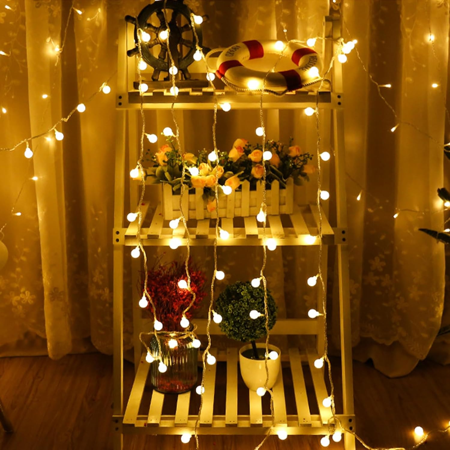 LED Fairy Lights, Warm White, USB Powered, Globe Balls Design, Decorative Lighting for Indoor, Party, Wedding, Christmas (Warm White, 10 M, 80 LED)