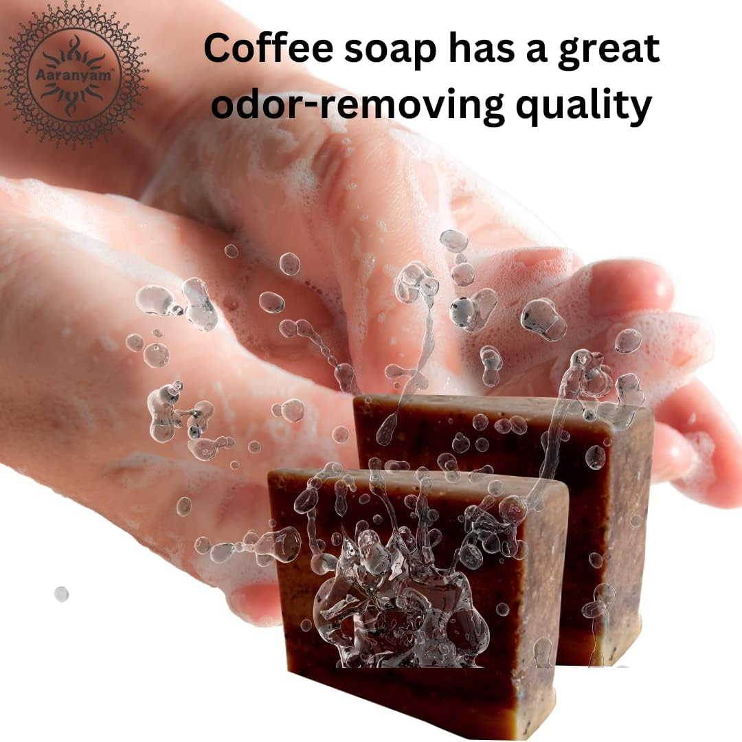Aaranyam Handmade Soap Coffee Soap -100 Gms Each (Pack of 4) Natural Bath Soap for Men - Exfoliating Skin Shine Soap image number 5