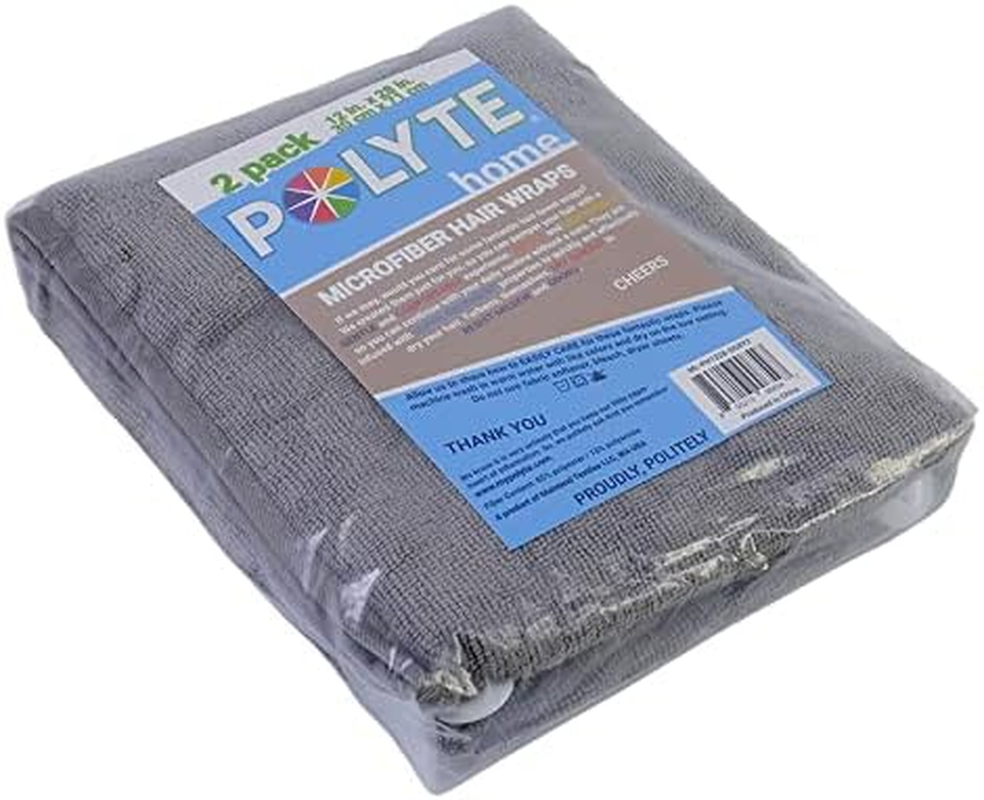 Polyte Microfibre Hair Turban Wrap Drying Towel, 30 X 71 Cm, 2 Pack (Dark Gray) image number 4