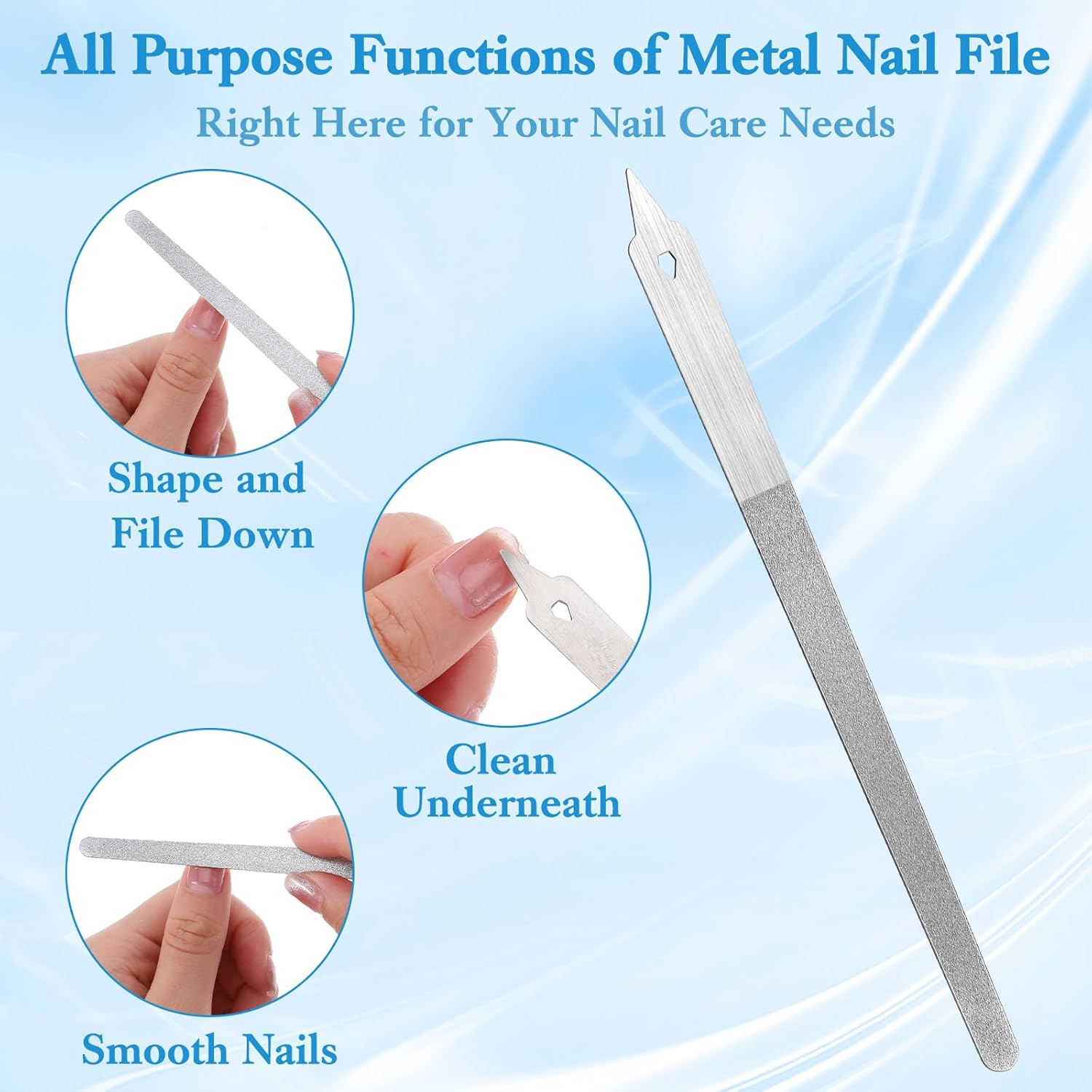 4 Pcs Diamond Deb Nail Files with Sharp Pointed Tip, Double Sided Metal Nails File for Natural Nails, Stainless Steel Nail Dresser Buffering Files Tools for Salon Home Manicure Pedicure image number 3