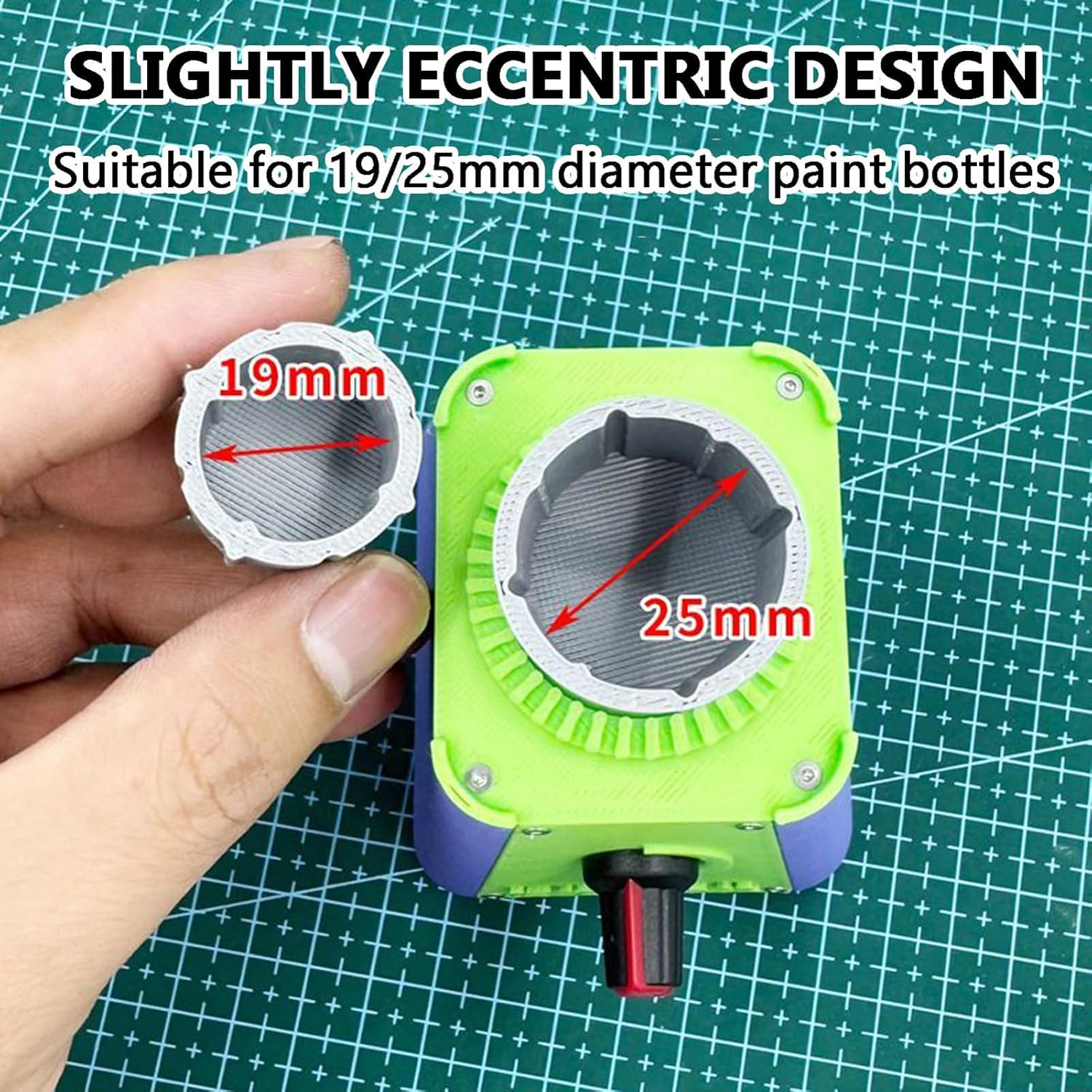 Model Paint Shaker Mix Machine, USB Lab Vortex Mixer for 19/25Mm Paint Bottles, Tattoo Ink Mixer, Stepless Speed Regulation Motor, for Nail Polish, Pigment, Eyelash Glue Adhesives, Testing Tubes image number 4