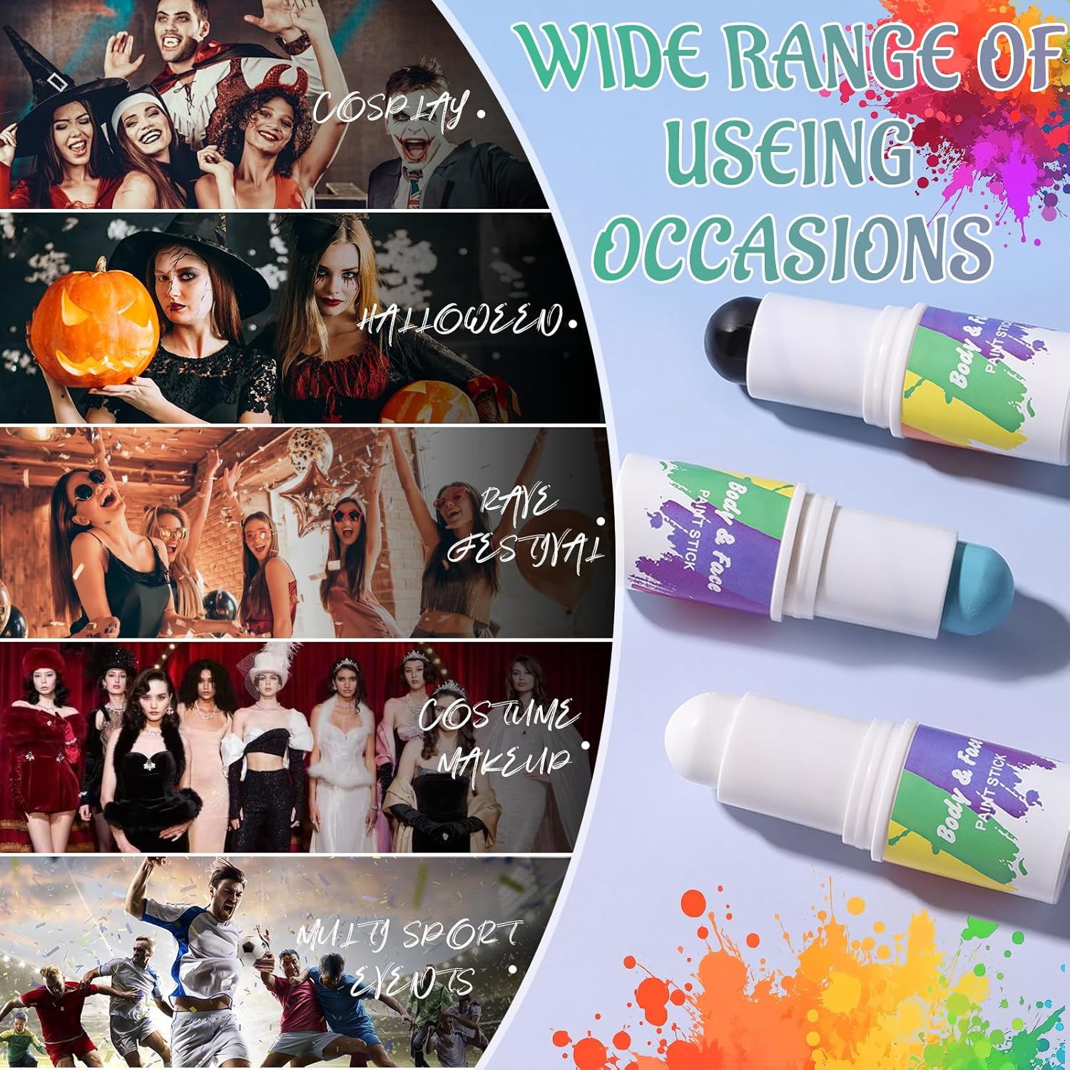 DAGEDA Black Face Paint Stick, Eye Black Stick for Football, Baseball, Lacrosse, Halloween, Cosplay Party SFX Professional Body Paint Makeup, Blendable, Waterproof Face Painting for Adults and Kids