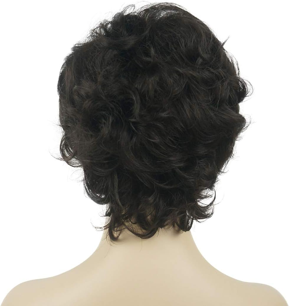 Lydell Women'S Short Wavy Curly Wig Synthetic Hair Full Wig 6 Inches (#4Darkset Brown) - 19 Light Strawberry Blonde image number 3