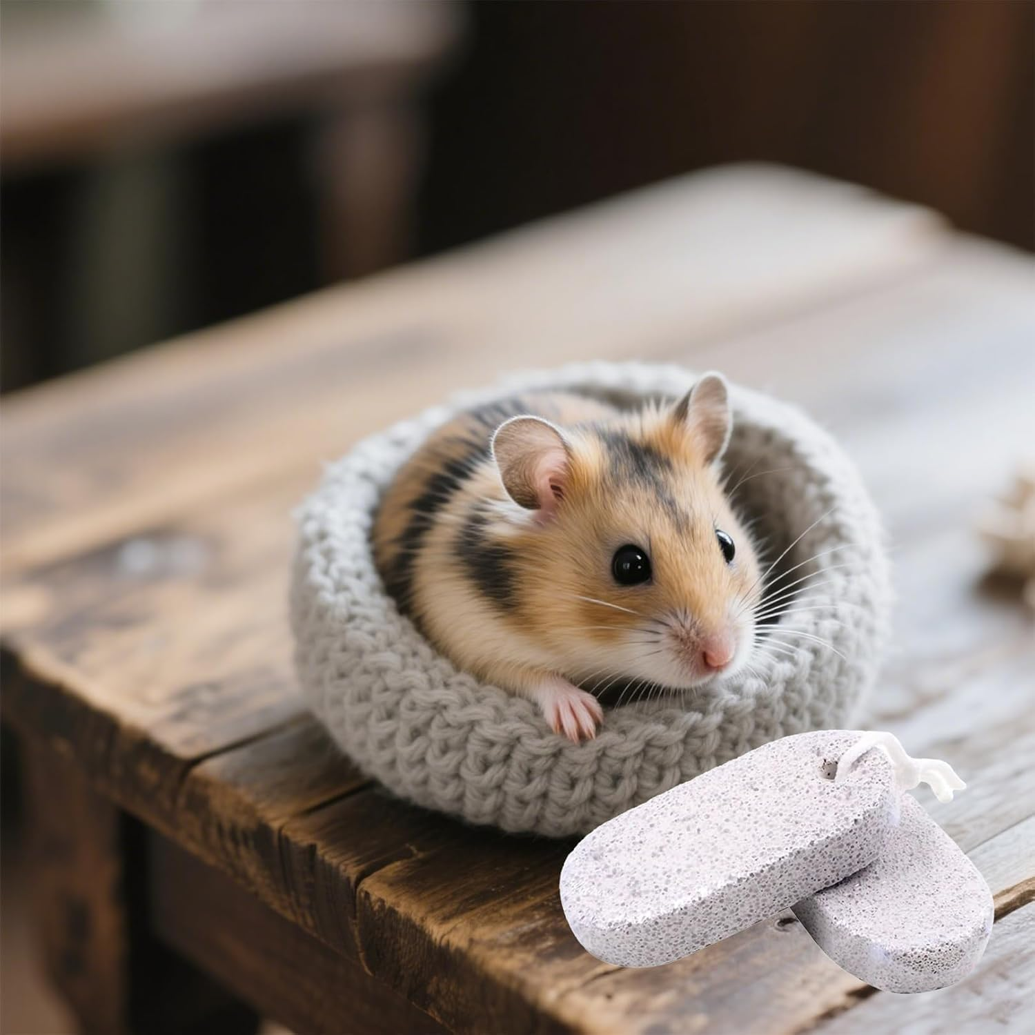 Pack of 2 Pet Teeth Grinding Stone Mineral Molar Stone for Rabbits Squirrel Hamster Chinchilla Rats Other Small Pets Calcium Chew Toy Small Animal Toy Accessories Toy image number 5