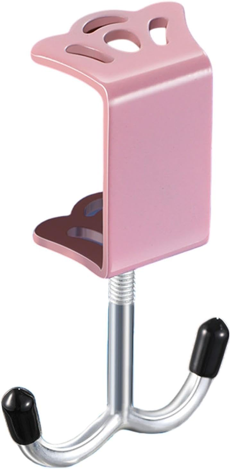 Rissunkv Desk Clamp Hook, Desk Mount Double Hooks Iron Bag Holder, Purse Hook Adjustable Thickness for Table for Headphones, Keys, Umbrellas