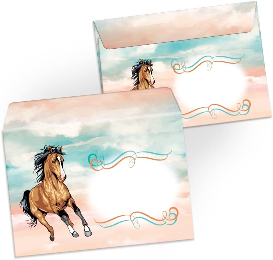 Writing Paper Set for Girls Horse Letter Pad with Envelope for Kids (A5 Pad with 25 Sheets + 15 Envelopes) image number 6