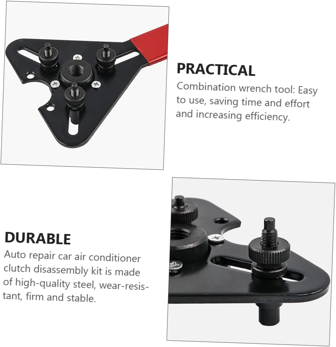 SOESFOUFU Car Ac Compressor Clutch Remover Wrench Set 8Pcs Metal Holding Tool Kit for Automotive Air Conditioner Clutch Repair and Disassembly with Steel Handles