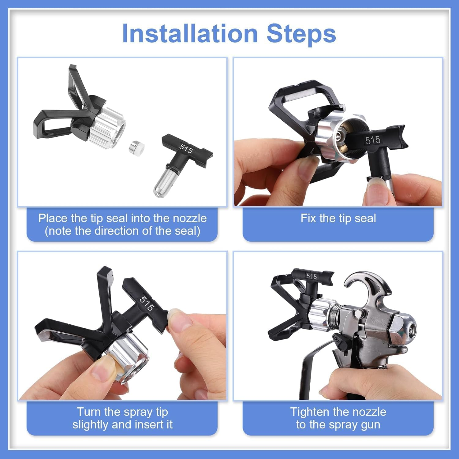 Spray Tips, 6Pcs Airless Paint Sprayer Tips Reversible Spray Tips for Airless Paint Sprayer Machine Spray Paint Nozzles for Airless Paint Spray Guns House Painting DIY (211 313 415 515 517 623) image number 4