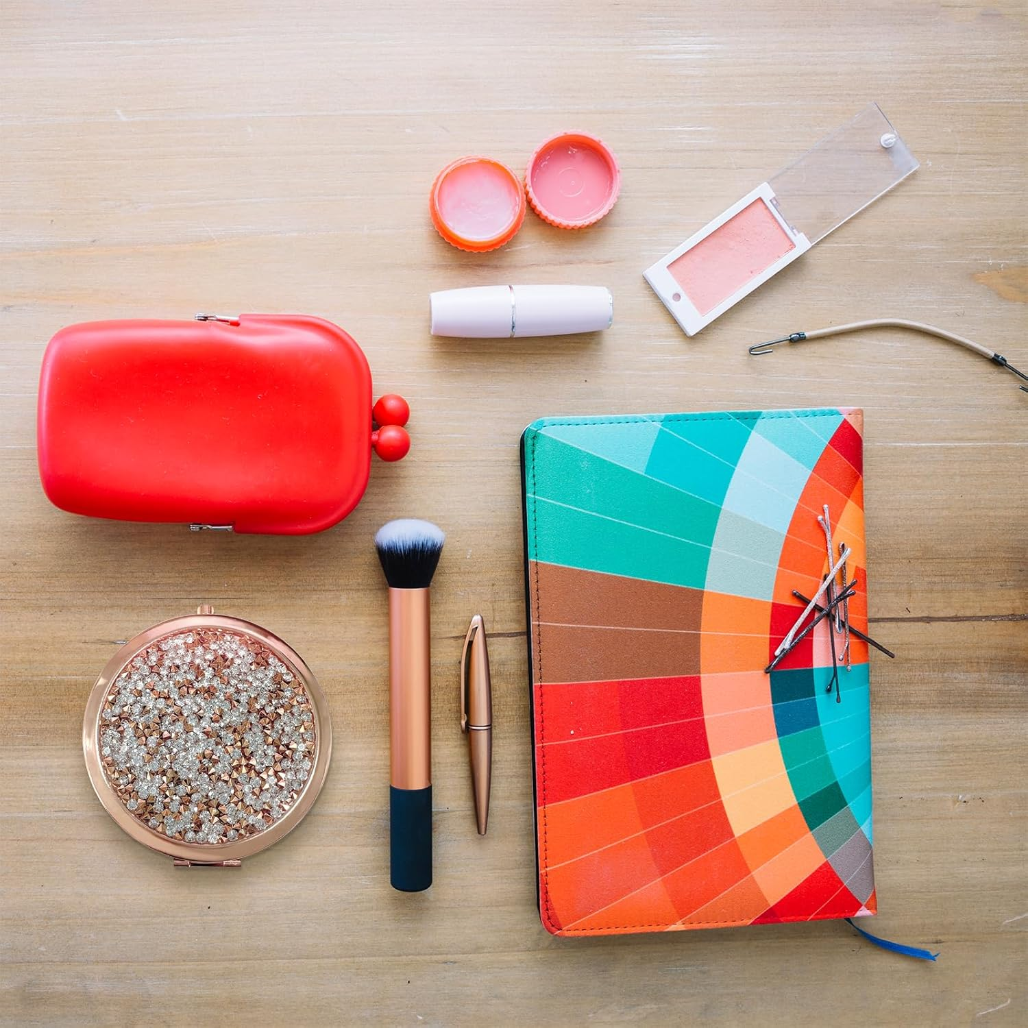 TEAONE Portable Compact Mirror, 1 PCS Mini Makeup Mirror for Travel, Handbag and Pocket (7Cm/2.75In, Rose Gold) image number 1