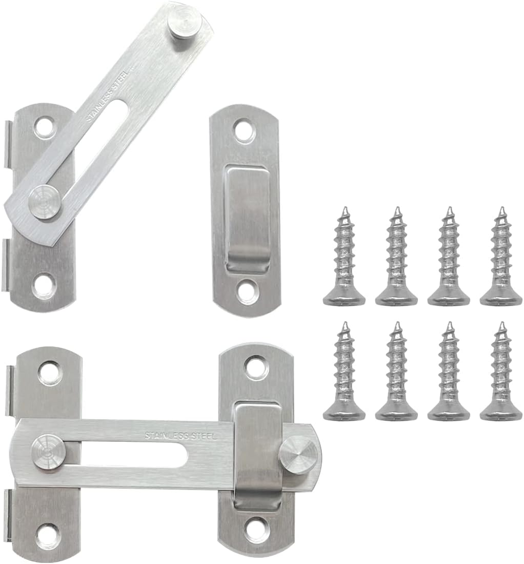 2Pcs Stainless Steel Gate Latches Barn Door Lock,Flip Lock Latch, Suitable for Door and Window Slide Lock Barn Door(Silvery) image number 6