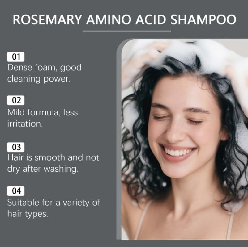 Rosemary Amino Acid Shampoo, Natural Rosemary Extract Hair, Growth Shampoo Gentle Clean for Smooth & Glossy, Strengthen Scalp with Natural Formula, Repairing & Nourishing for Women & Men (1) image number 5