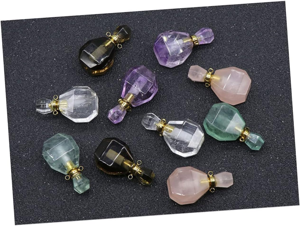 Pendants for Necklaces Crystal Pendants Amethyst Portable Perfume Container Glass Bottle for Essential Oils Accessories White Perfume Container Wishing Bottle image number 6