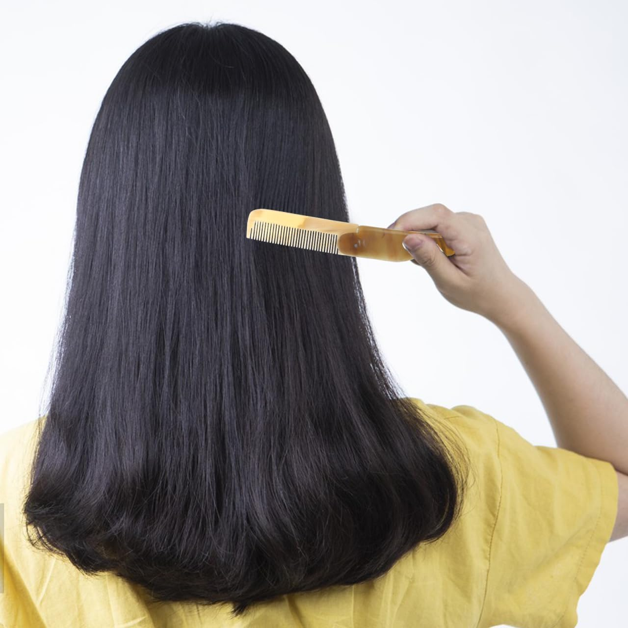 FOMIYES 17Cm Foldable Ox Horn Hair Comb - Portable Travel Styling Comb for Scalp Massage and Hairdressing image number 1