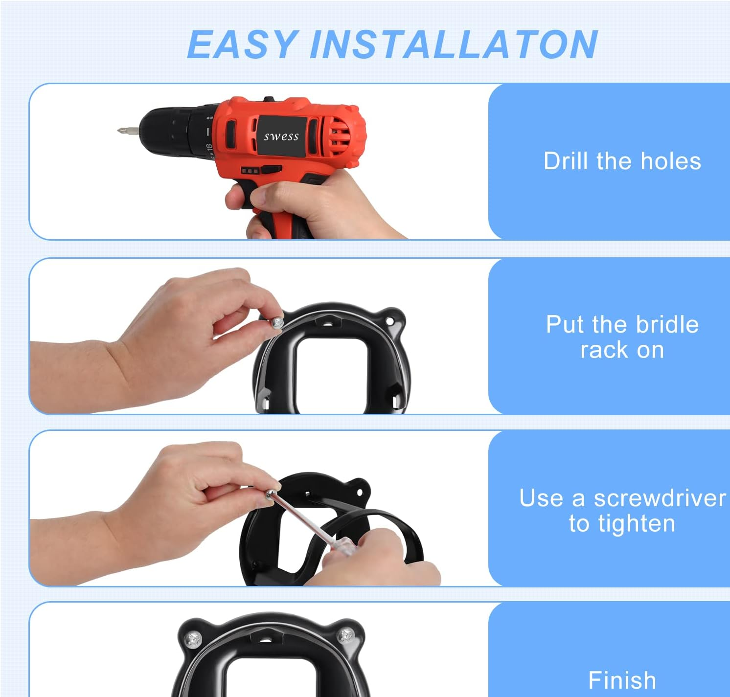 Swess 12 Counts Horse Bridle Rack, Bridle Bracket Bridle Hooks with Tubes and Screw, Horse Tack Storage Halter Hanger Metal Bridle Holder for Tack Room,Horse Blanket Rack,Bridle Holder Wall Mount image number 1