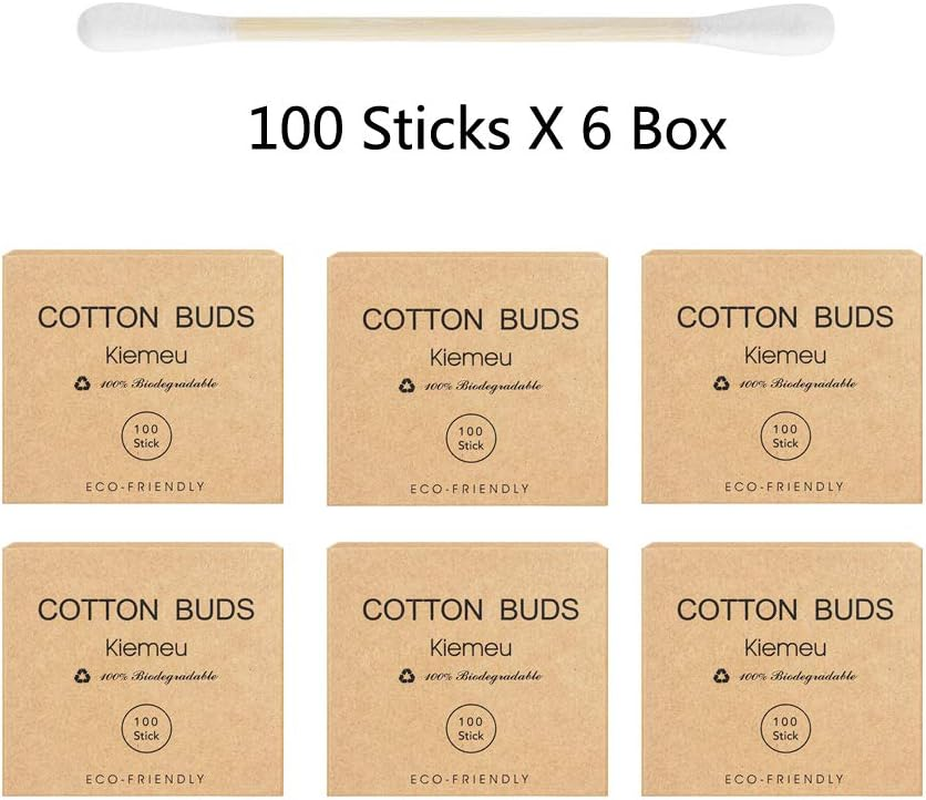 600 Bamboo Cotton Buds Biodegradable, Bamboo Ear Buds Cotton for Cleaning and Doing Makeup image number 4
