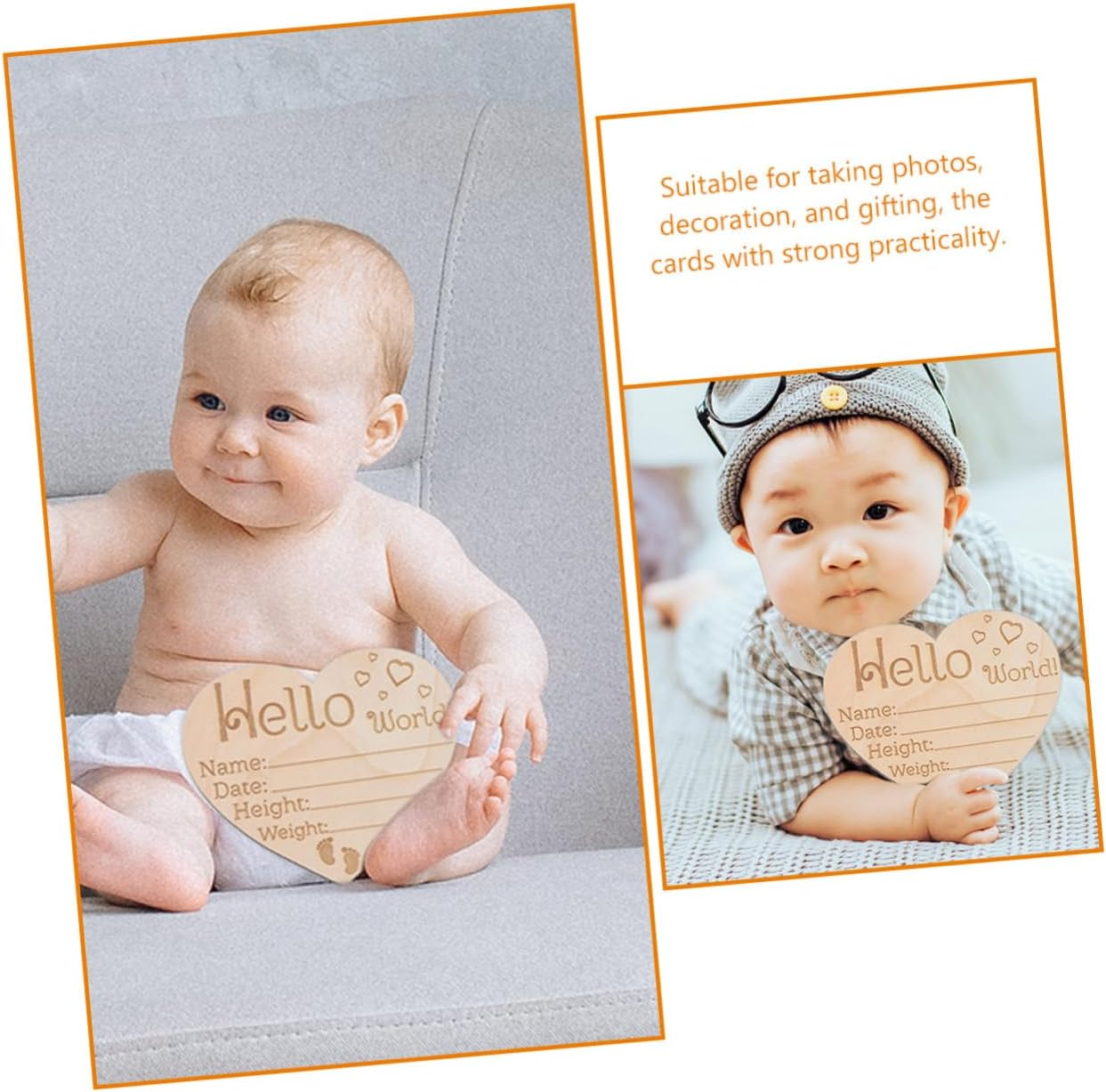 Yardenfun 4Pcs Wooden Name Sign Birth Announcement Milestone Disc for Newborn Photography Props Unique Growth Memory Signs for Special Moments image number 6