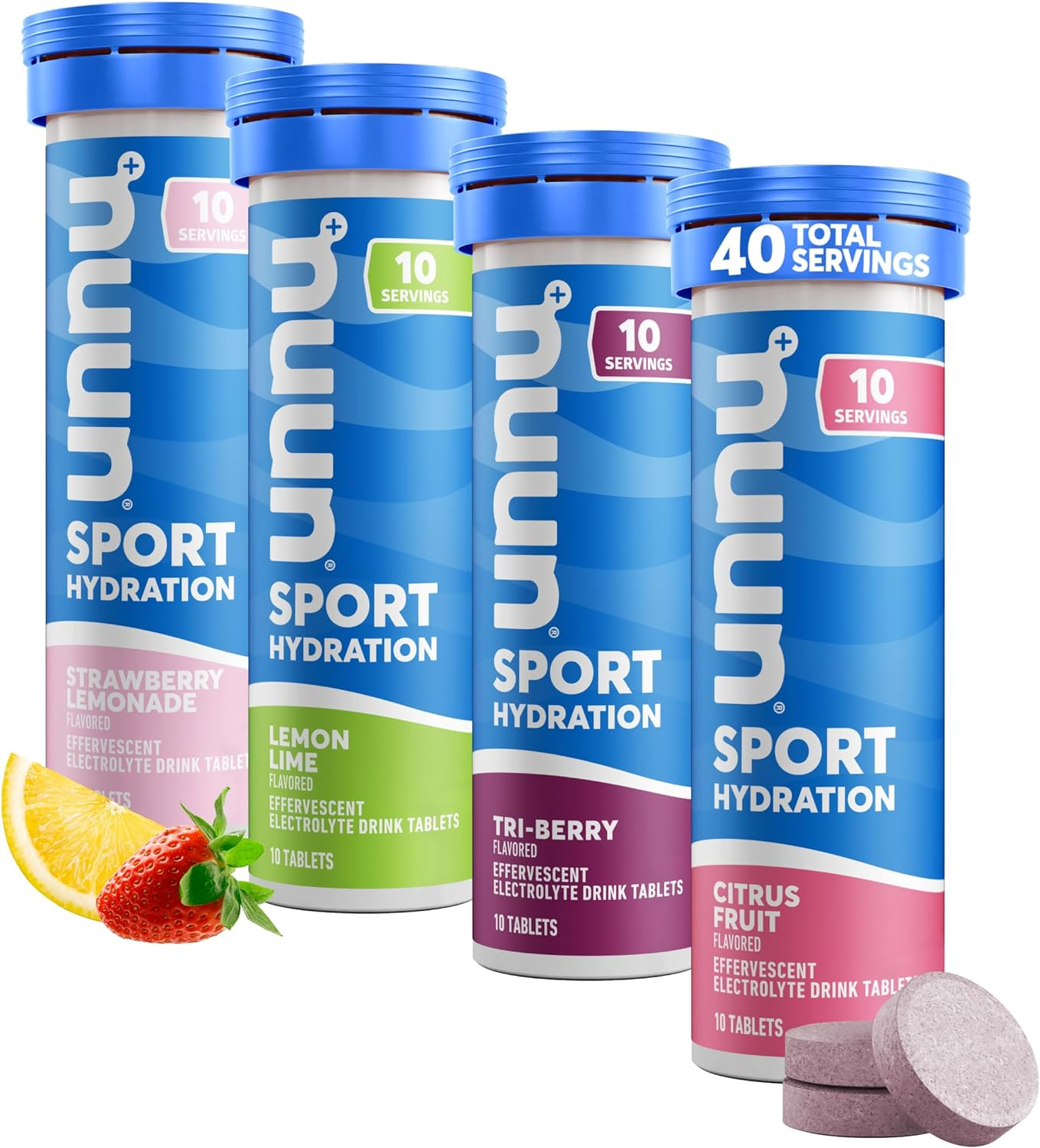 Nuun Sport Electrolyte Tablets for Proactive Hydration, Mixed Flavors, 4 Pack (40 Servings) image number 1