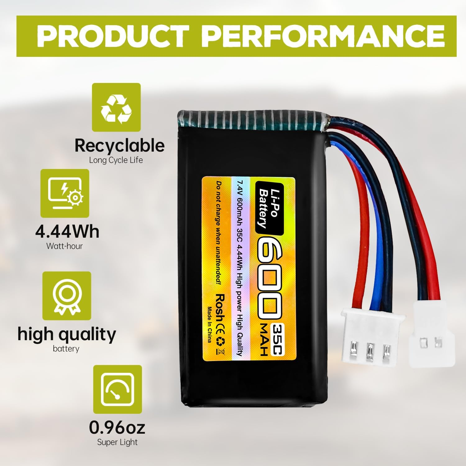 Fytoo 2PC 7.4V 600Mah 35C 2S Lipo Battery with Molex Plug and 1Trailer2 Charger Suitable for FMS FCX24 RC Cars, Trucks, Remote Control Electric Climbing Vehicles FCX24 Batteries image number 3