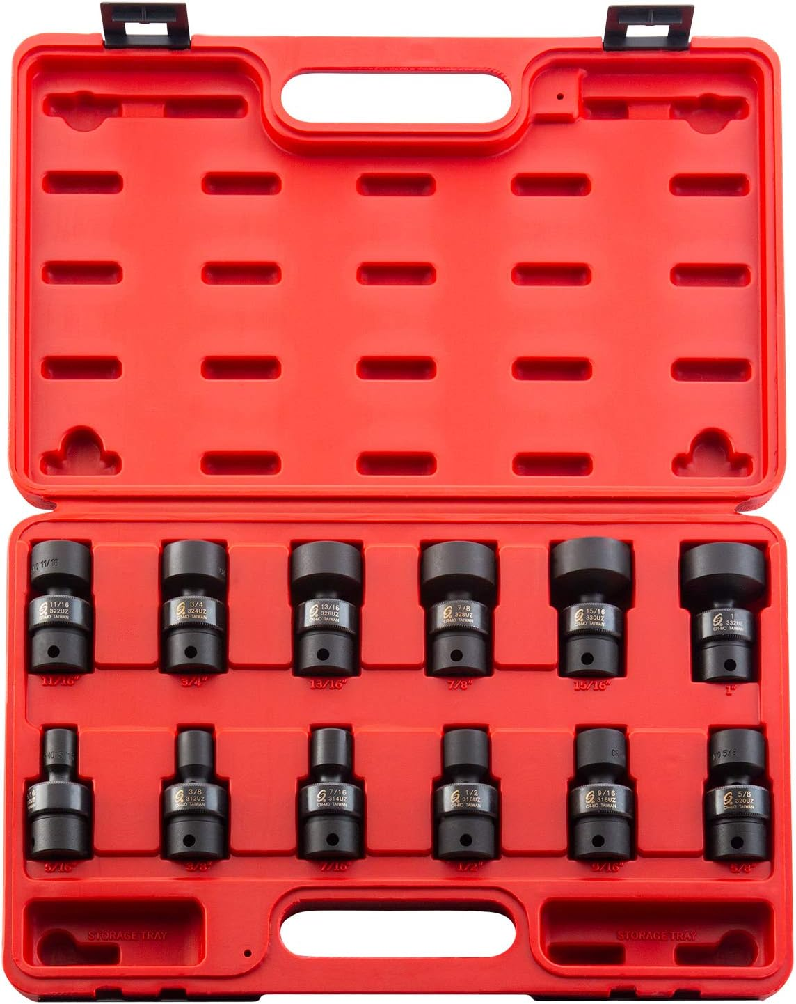 Sunex 3690 12-Piece 1Cm Drive 12-Point SAE Universal Impact Socket Set
