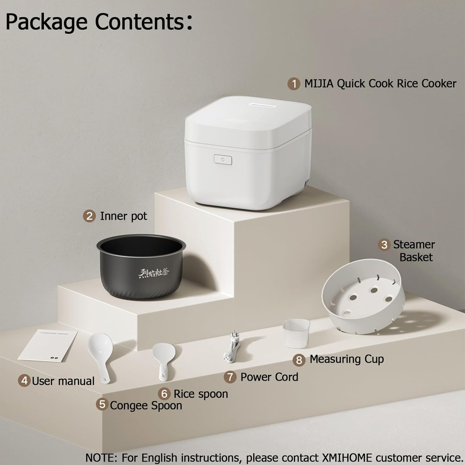 New XIAO MI MIJIA Rice Cooker, 4L Multifunctional Quick Cook Rice Cooker, Slow Cooker, Stew Pot, Steamer, 24H Keep Warm & Appointment, 860W (Chinese Panel) image number 3