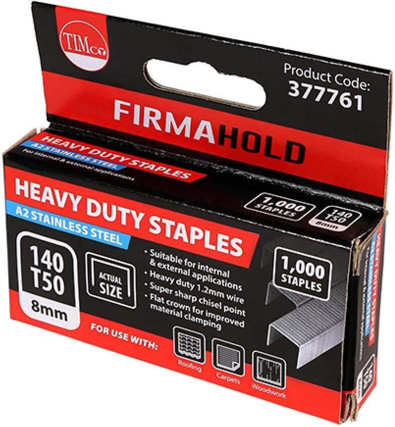 TIMCO Heavy Duty Chisel Point A2 Stainless Steel Staples-8Mm Staples