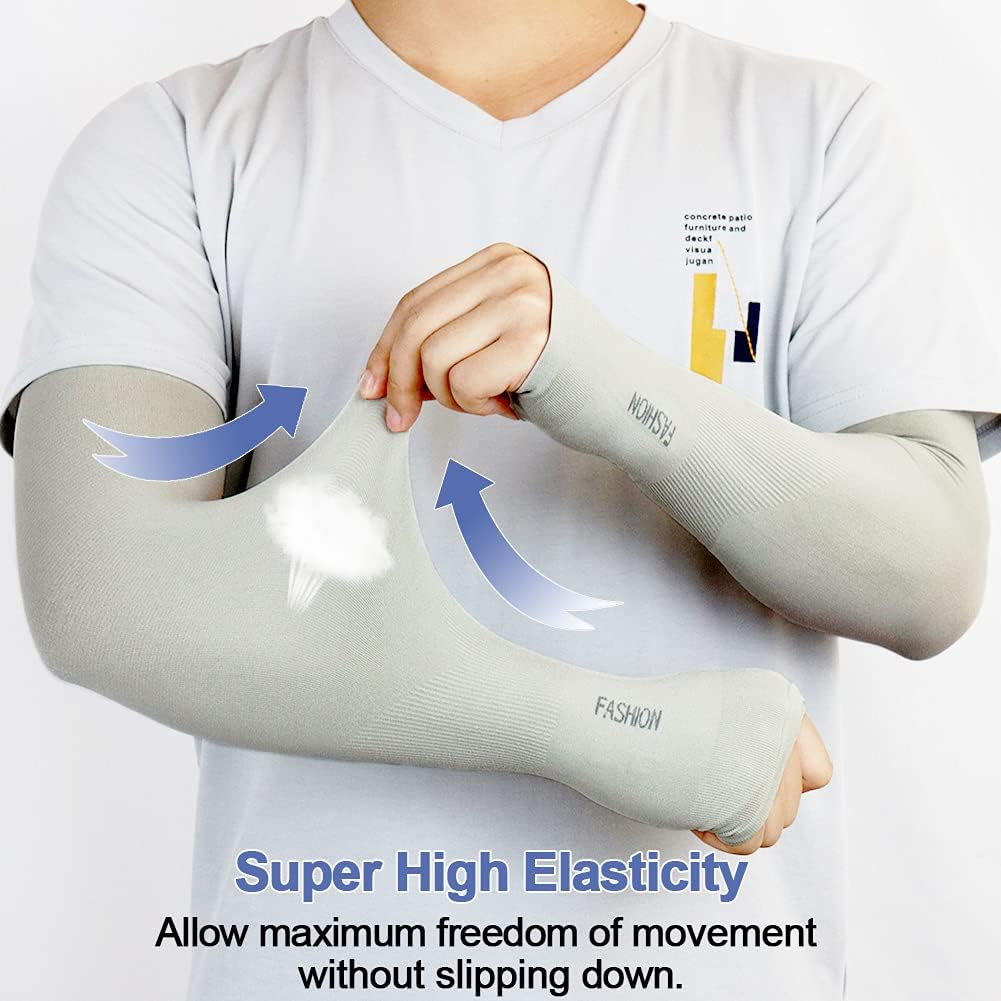 UV Protection Cooling Arm Sleeves for Men Women Youth, Beister 6/3 Pairs Long Sunblock Protective Arm Covers for Cycling,Basketball,Running,Driving,Covering Tattoos - 3 Pairs Black+White+Grey image number 6