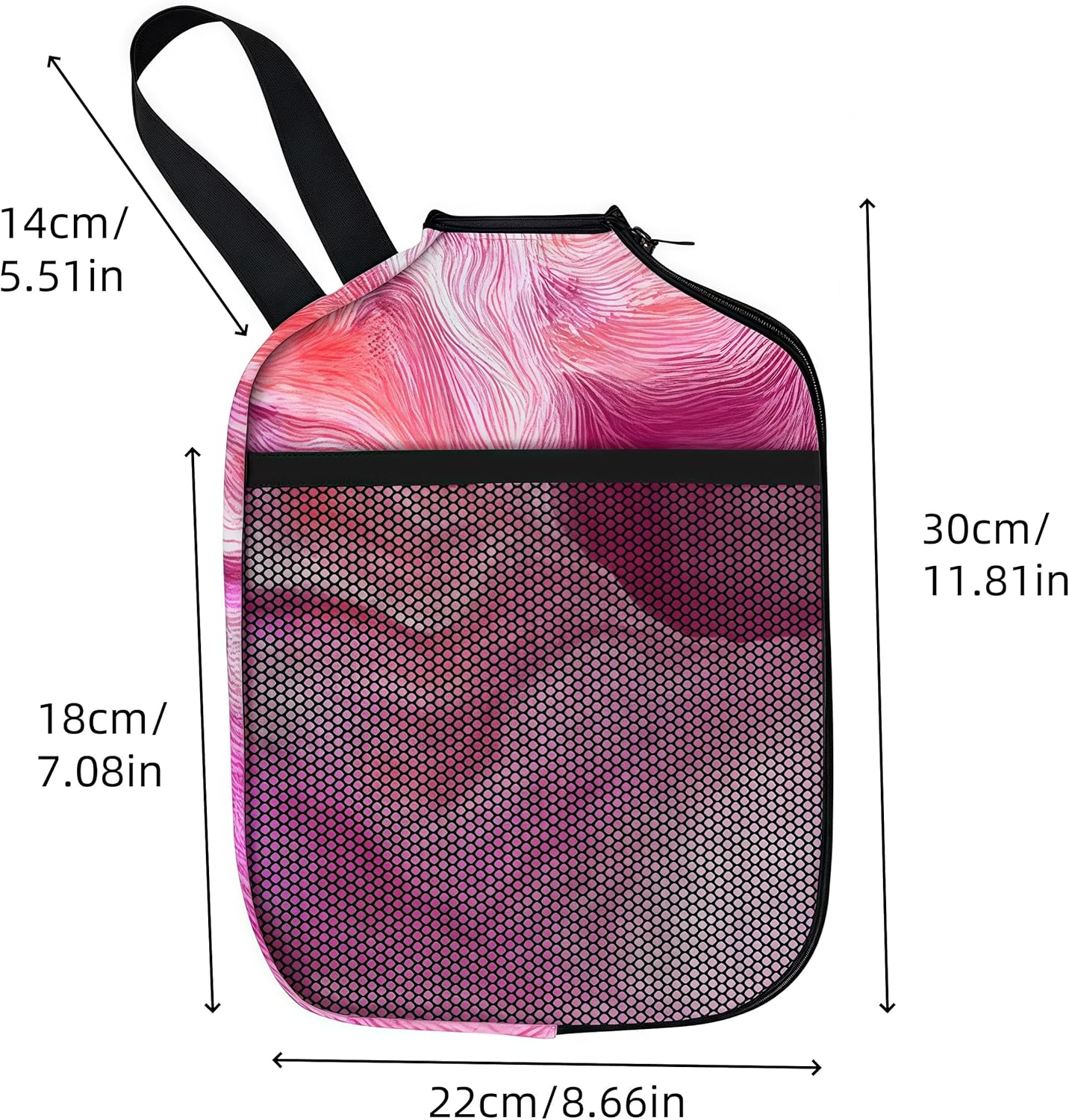 Pickleball Paddle Covers,22 X 30 Cm Neoprene Pickleball Racket Sleeve,Paddle Protect Case Dust Cover,Zippered Universal Racket Sleeve Storage Bag(Pink) image number 3