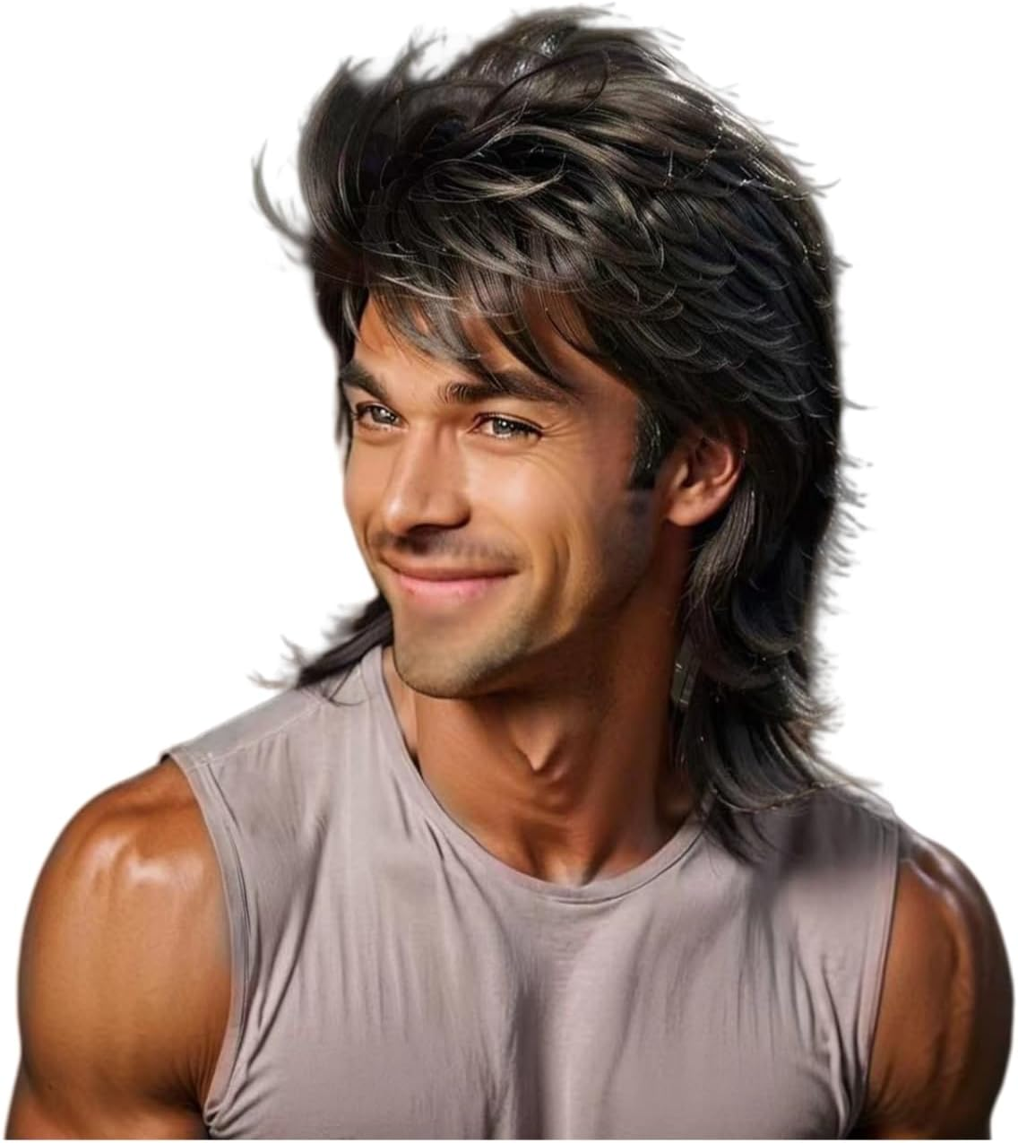 Sabosi Mullet Wig Orange 80S Men Wig,Punk Rocker Hair Party Daily Halloween Costumes Long Wigs
