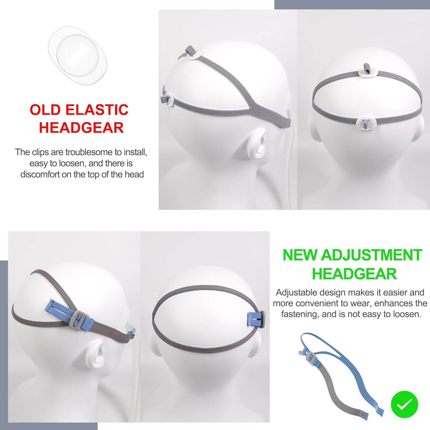 Replacement Full Set of Headgear Tube Frame Assembly for P10, Tube Frame Headgear Compatible with Airfit P10, Great Value New Version Tube Frame Kit Supplies by Airsmart (No Cushion) image number 2