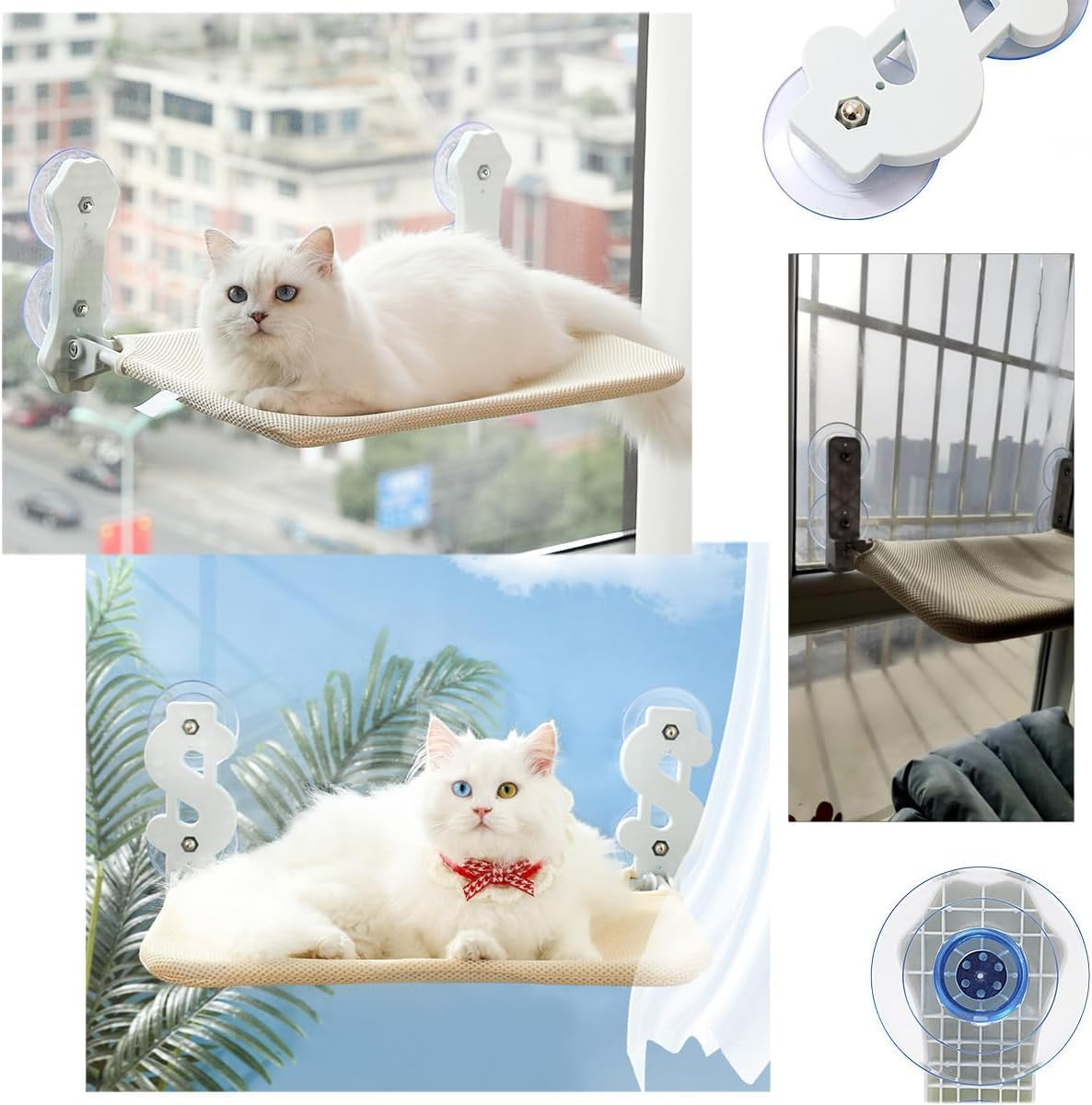 Fokmuaex Cat Window Perch Suction Cups (4PCS) - Heavy Duty Replacement Suction Cups with Screws for Foldable & Cordless Cat Window Hammock, Supports 20Kg, Strong Adhesive for Glass/Tile image number 2