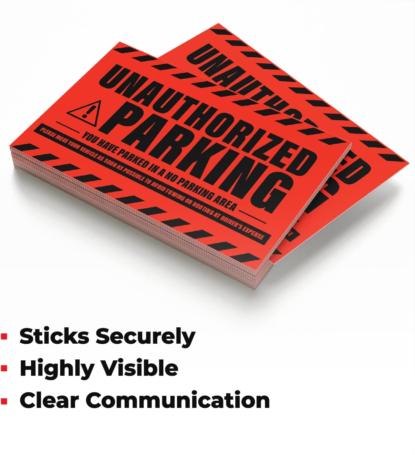100 Mess Parking Violation Stickers - Hard to Remove - No/Unauthorized Parking Warning Stickers - Super Sticky - 8X5 in (Red, 100) image number 4