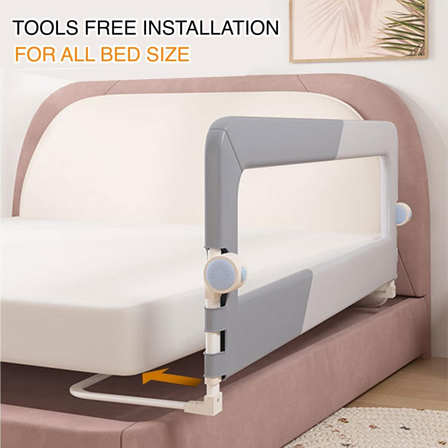 HJB VISSO Foldable Toddler Bed Rails,Safety Baby Bed Rails Guard, Bed Fence Protector Rail, Adjustable Heights Kid Bed Guard Rail for Twin Queen King Full Size Beds (2 M) image number 1