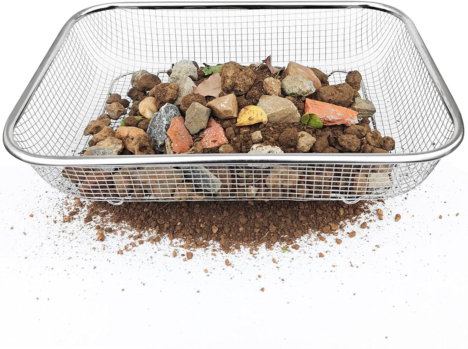 Garden Sieve Stainless Steel Earth Sieve & Garden Compost Sieve, Heavy Duty Garden Sieve for Soil and Stones, Garden Puzzles Perfect for Gardening, Ideal Sieve for Sieving and Filtering Compost, Soil image number 2