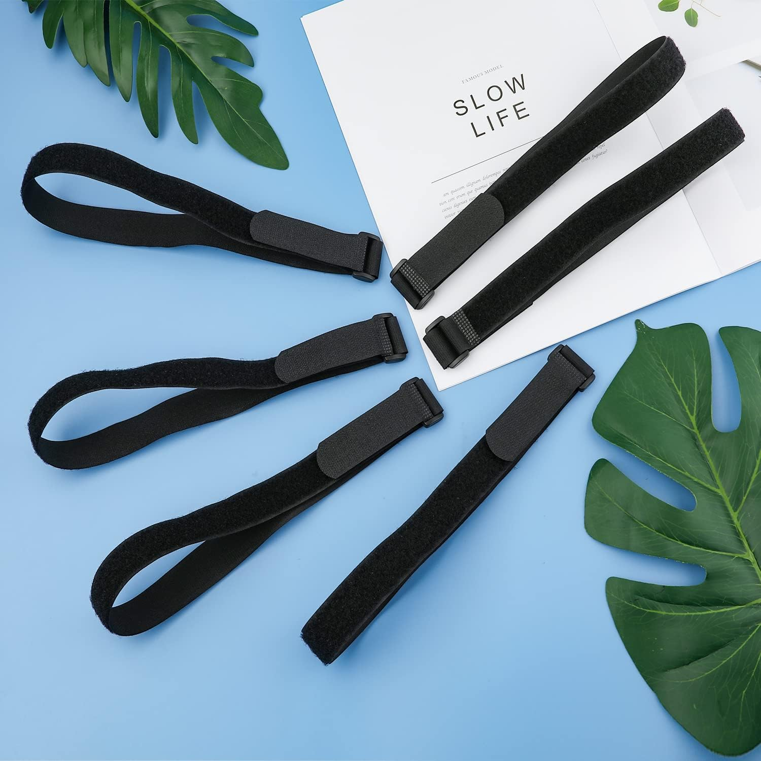 KINBOM 6 Piece Umbrella Strap Clip for Parasol Reusable Umbrella Strap Hook and Loop Strap for Adjustable Parasol Clip Nylon Parasol Accessories image number 6