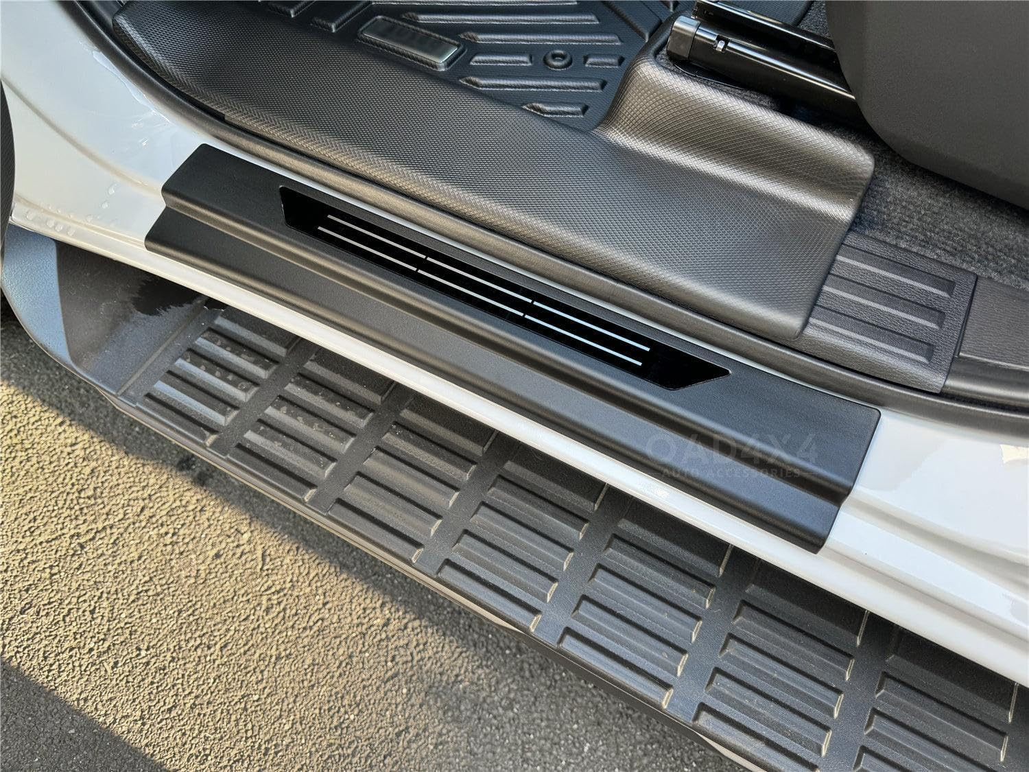 Door Sill Protector Compatible with Mitsubishi Triton MV All-New Dual Cab 2024-Onwards, Tailored Fit Door Entry Guard, Black ABS Anti-Scratch Scuff Plate Trim Cover, Door Threshold Protection image number 4