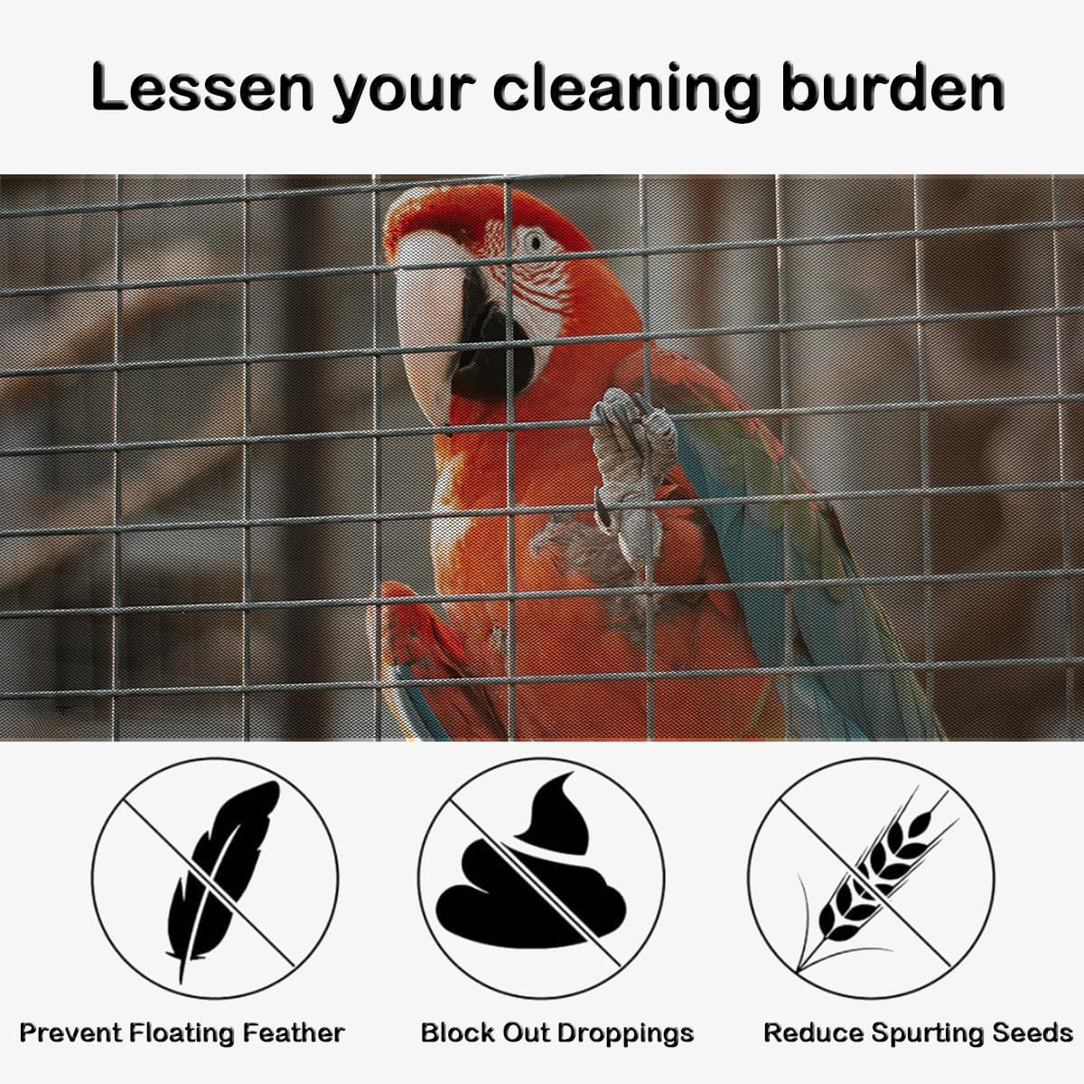 LICQIC Bird Cage Seed Catcher, Adjustable Birdcage Cover, Stretchy Bird Cage Cover (Black, 118.1 X 15 Inch/ 300 X 37 Cm) image number 3