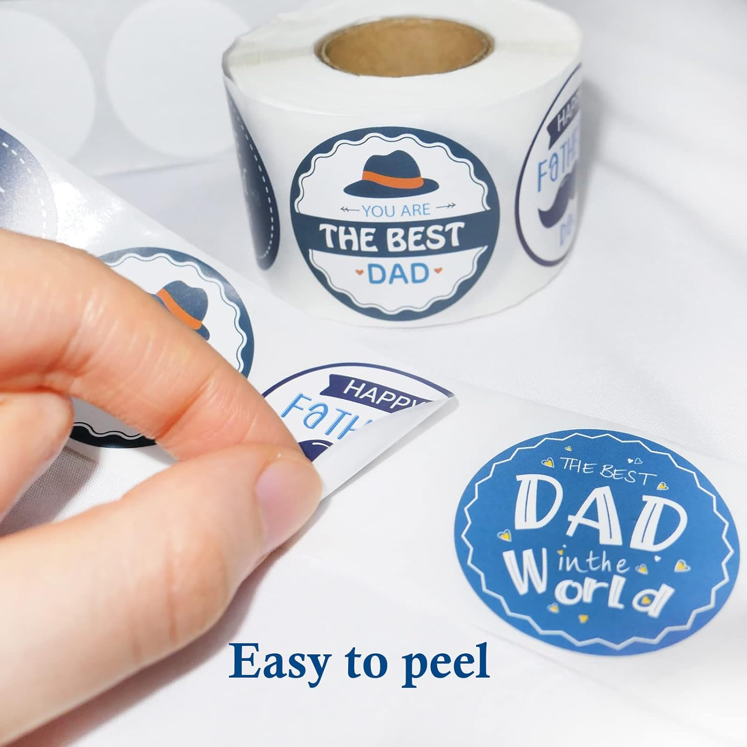 HADDIY Happy Father'S Day Stickers,500 Pcs 1.5 Inches Dad Stickers Lables in Bulk for Father Day Cards,Envelopes Seals,Cookies,Box and Gifts Wrapping Decoration - B image number 4